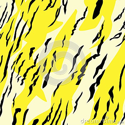 Seamless vector yellow animal pattern. Africa tiger background. Tiger texture pattern. Vector Illustration